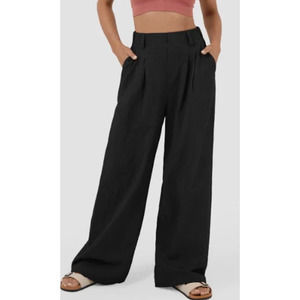 NWT Halara High Waisted Wide Leg Flowy Solid Palazzo Casual Cotton Pants Medium